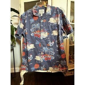 Vintage St John's Bay Camp Shirt Men's Large. Aloha Tropical Hula Palm Print